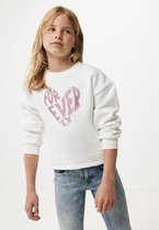 Crew Neck Sweater With Sleeve Detail Meisjes - Off White - Maat 158-164