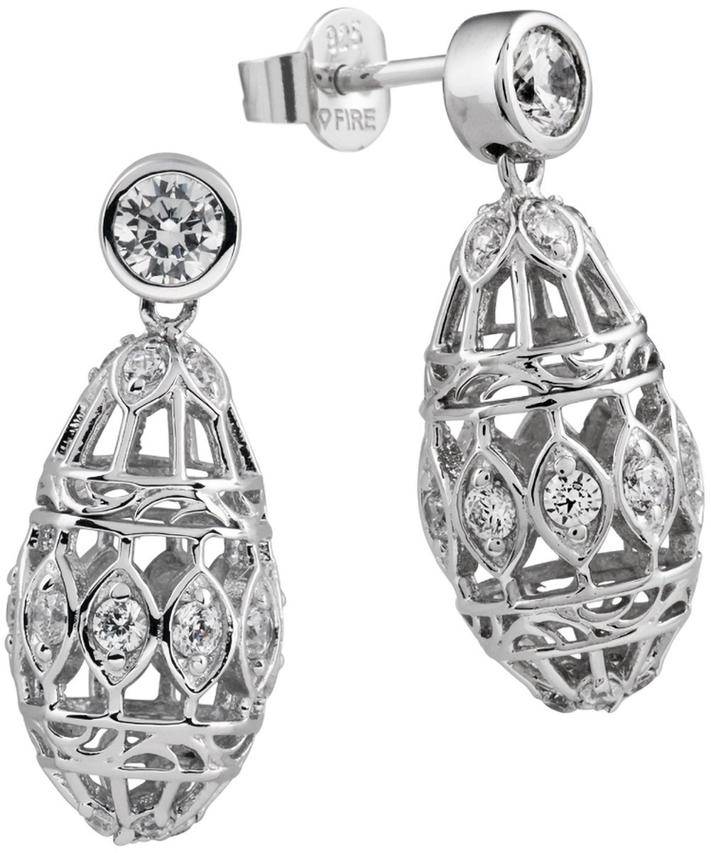 Diamonfire - Zilveren oorhangers Cocktail - Zirkonia - Druppel - Bewerkt