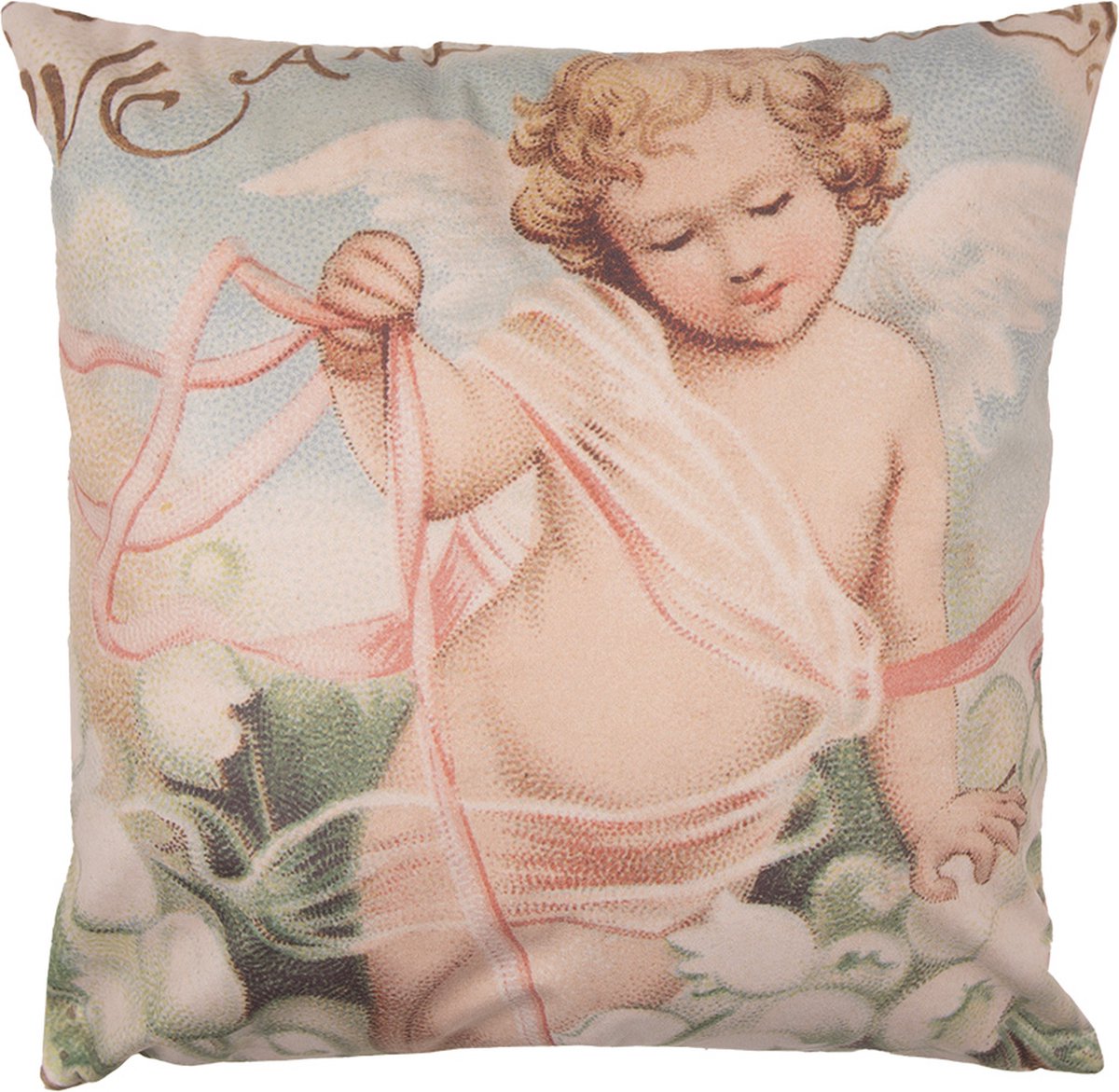 Kussenhoes 45x45 cm Roze Wit Polyester Engel