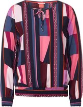 Street One blouse met smok details in print - kleur Purple Brown - maat 44