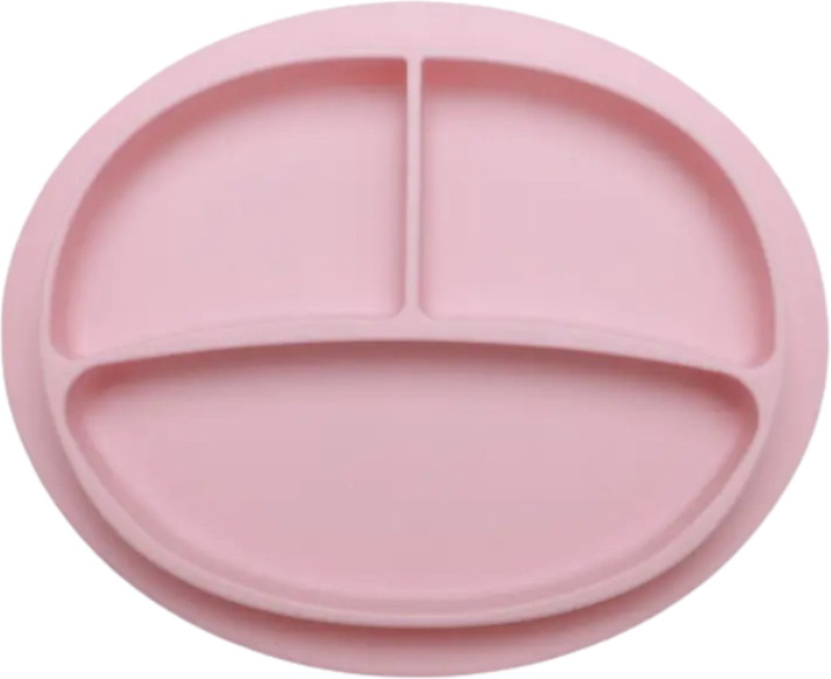 Goedkoopste Siliconen bord ovaal roze met zuignap - siliconen bord ovaal zuignap - bord met zuignap