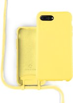 Coverzs Silicone case met koord - Telefoonhoesje met koord - Backcover hoesje met koord - touwtje - geschikt voor Apple iPhone 7/8 Plus - Geel