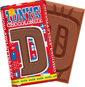 Tony's Chocolonely Chocolade Letter D - Melkchocolade Reep - Sinterklaas Cadeau - Schoencadeautje Sint - Fairtrade Belgische Chocolade - 180 Gram