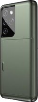 Hoesje geschikt voor iPhone 15 Plus - Backcover - Hardcase - Pasjeshouder - Portemonnee - Shockproof - TPU - Groen