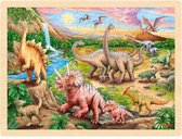Houten Puzzel - Dinosaurus - Dinoland - 96 stukjes - dinosaur - T-rex - houten speelgoed - vanaf 3 jaar