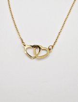 Ketting Hearts - 18k goud - rosé goud - hartjes ketting - cadeau voor haar - valentijn