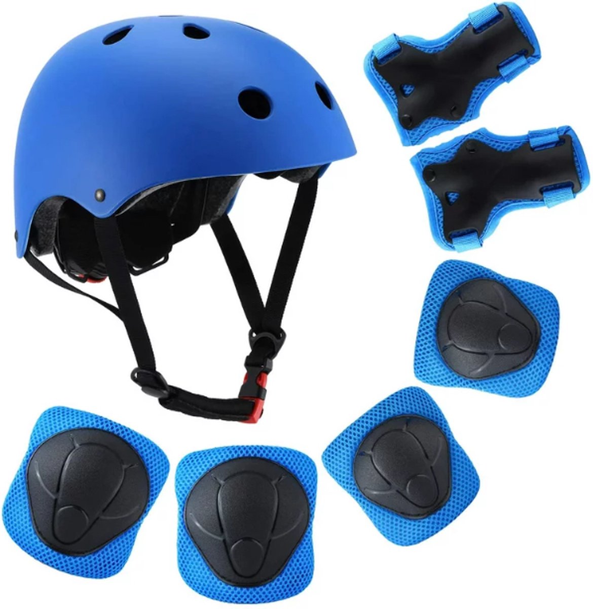 Fietshelm Combi met Bescherming - Kinderhelm - Skate Beschermset Kinderen - Blauw - Fietsbescherming - Sportbescherming
