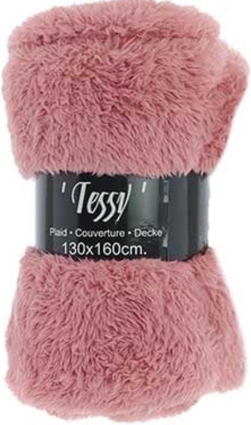 Plaid Tessy - Old Pink - Roze - Zachte fluffy deken - 130 x 160 cm