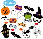 Photobooth Props - 22 Stuks - Halloween Decoratie - Foto Props - Feest Versiering - Halloween Accesoires - Foto Accessoires op Stokjes - Party