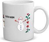 Akyol - kerst mok sneeuwpoppen met eigen naam koffiemok - theemok - Kerstmis - kerst beker - winter mok - kerst mokken - christmas mug - kerst cadeau - 350 ML inhoud