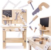 Playos® - Établi en bois - Établi pour jouets - avec Outils - Bricolage - Jouets de jeu de rôle - Jouets Éducatif - Jouets Outils - Table de travail - Ensemble de construction