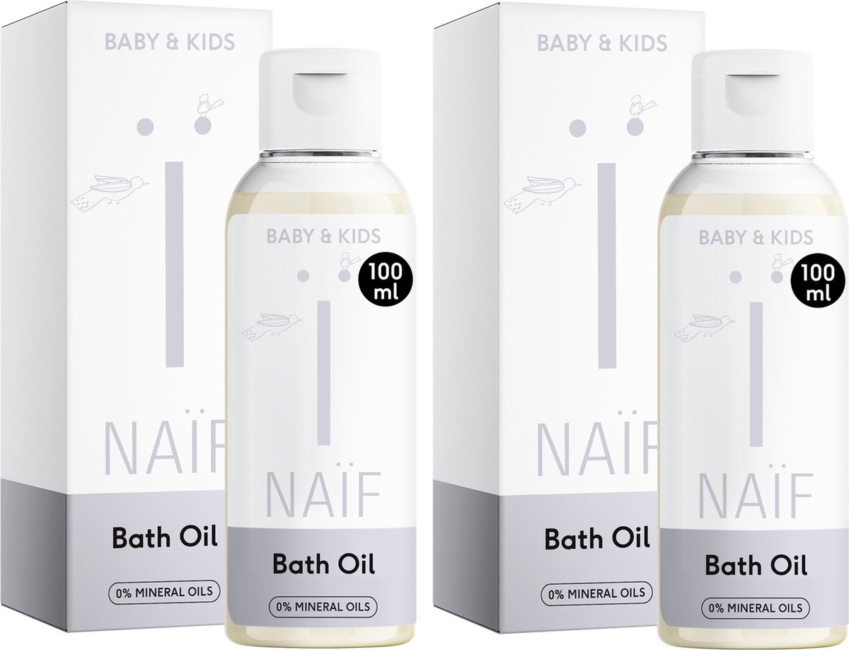 Goedkoopste Naïf - Milde Badolie Voordeelset - Baby's & Kinderen - met Natuurlijke Ingrediënten - 2x100ml