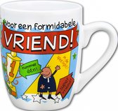 Mok - Toffeemix - Voor een formidabele vriend - Cartoon - In cadeauverpakking met gekleurd krullint