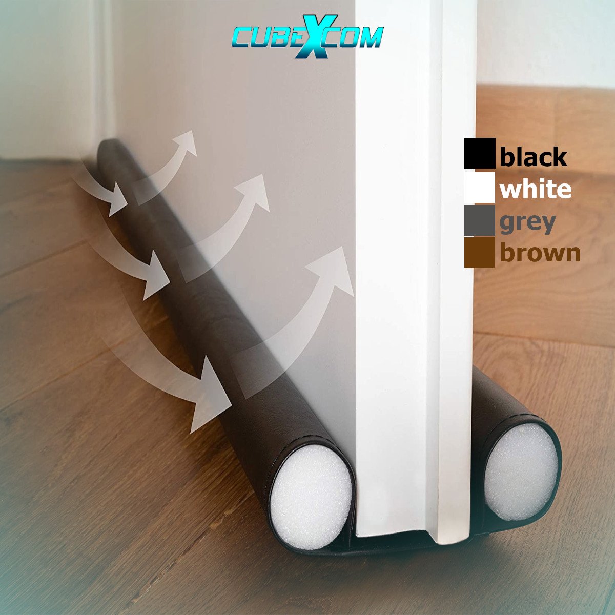 CUBEXCOM® Tochtstopper, Tochtstrips Voor Deuren, Tochtband, Tochtwering, Tochtrol, Niet klevende tochtstopper met dubbele deur onderafdichting,Effectieve Deurafdichting Tegen Koude Lucht En İnsecten, 1 STUKS, ZWART