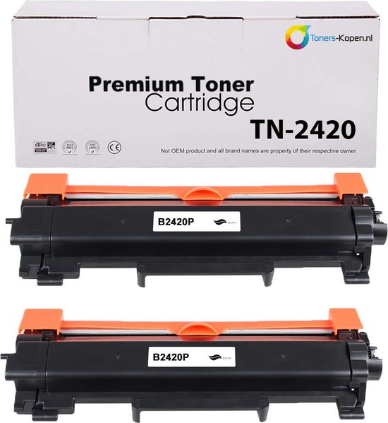 2x Brother TN2420 -TN-2420 - TN 2420 alternatief Toner cartridge Zwart 6000  pagina's