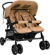 Bol.com The Living Store Comfortabele Tweelingwagen - Wandelen en winkelen - 80 x 96 x 104 cm - Staal en linnen - Taupe aanbieding