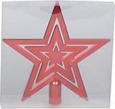 Kerstboompiek - rood - ster - kunststof - 21 cm