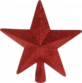 Kerstboom Piek - ster - rood - kunststof - 19 cm