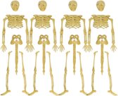 Halloween/Horror skeletjes mini - 8x - wit - H9 cm - kunststof - Versiering/decoratie skeletten