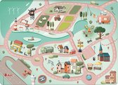 Mats & Joy® Auto Speelmat Roadtrip Rood 130x180cm - Ultrazacht - Anti-slip - Wasbaar - Speeltapijt Baby - Speelkleed - Speelmat Auto Kinderen - Autokleed