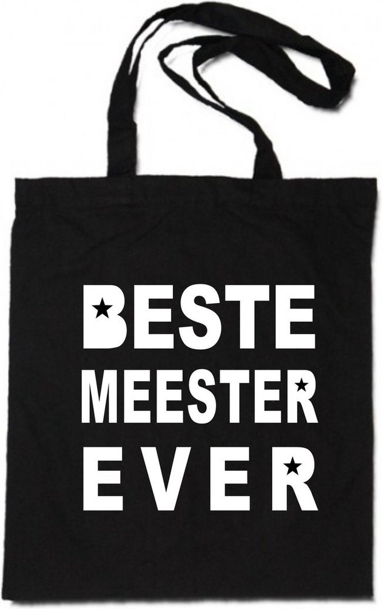 Sproetiz totebag beste meester ever - tote bag - canvas bag - shopper - zwart - meester - Sproetiz
