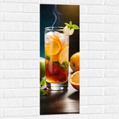 Muursticker - Glas - Ijsklontjes - Fruit - Rook - 30x90 cm Foto op Muursticker