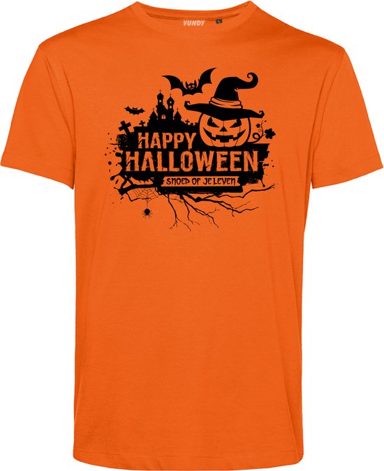 T-shirt kind Snoep of je leven | Halloween Kostuum Voor Kinderen | Halloween | Foute Party | Oranje | maat 140