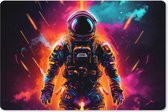 Muismat XXL - Bureau onderlegger - Bureau mat - Astronaut - Neon - Gaming - Ruimte - 90x60 cm - XXL muismat