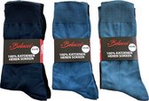 Belucci 100% katoenen heren sokken set van 9 paar assorti jeans kleuren en zwart maat 47/50