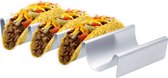YUGN RVS Taco Houder Ovenbestendig Tortilla Houder - Taco Standaard Voor 4 Taco's - Serveerschaal Met Vakjes - 25x12x4 CM Uniek Ontwerp - Cadeautip