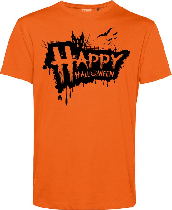 T-shirt Happy Halloween | Halloween Kostuum Volwassenen | Halloween | Foute Party | Oranje | maat M