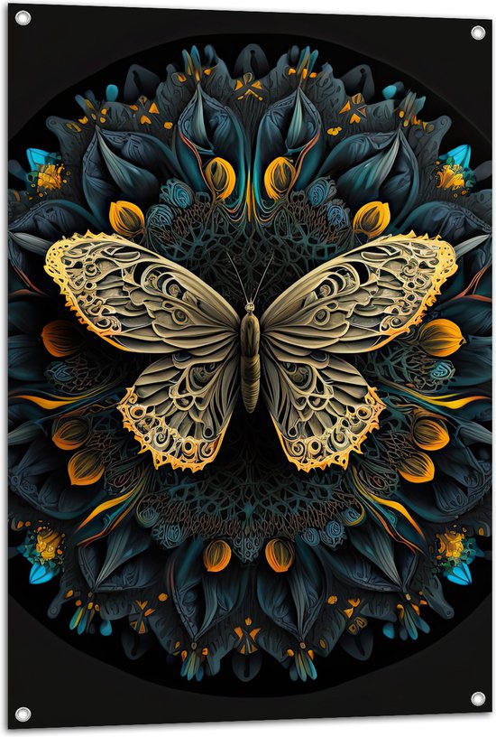 Tuinposter – Vlinder - Kunst - Figuren - 70x105 cm Foto op Tuinposter (wanddecoratie voor buiten en binnen)