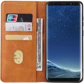 Smartphonica Samsung Galaxy S8 leren hoesje met magnetische sluiting en pashouders book case – Bruin / Kunstleer / Book Case geschikt voor Samsung Galaxy S8