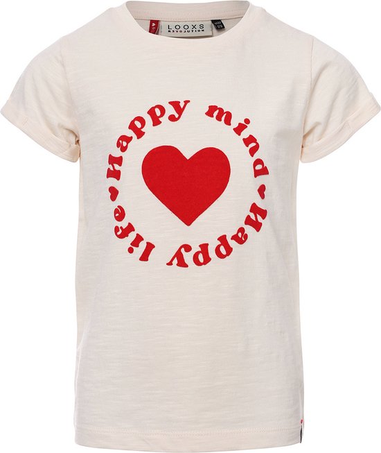 Looxs Revolution Slub Jersey T-shirt Tops & T-shirts Meisjes - Shirt - Lichtroze - Maat 98