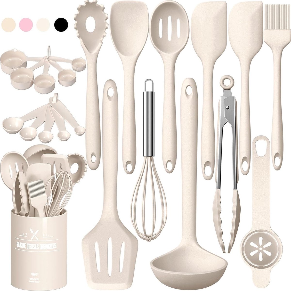 Ensemble d'ustensiles de cuisine en silicone résistant à la chaleur de 34  pièces, spatule antiadhésive pour ustensiles de cuisine (Kaki) : :  Cuisine et Maison