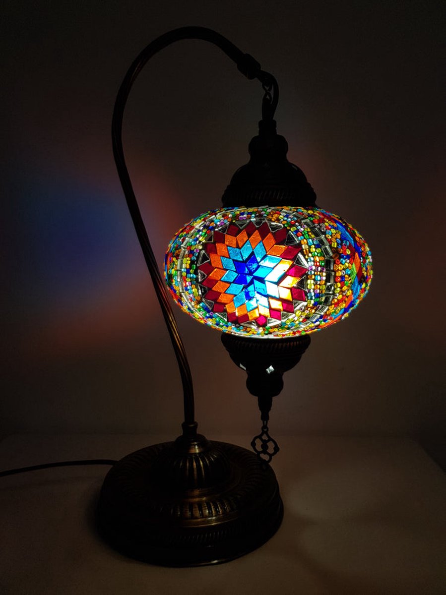 Hangemaakte Turkse lamp Oosterse boogmodel multicolor mozaïek galzen bol