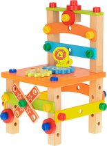 Playos® - Educatieve Speelstoel - Houten Bouwset - 49 delig - Constructiespeelgoed - Speelgoedgereedschapsset - Educatief Speelgoed - STEM Speelgoed - Technisch Speelgoed - Techniek