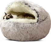 CALIYO Hondenmand Schelpvorm - Kattenmand 65 cm - Half Gesloten Hondenkussen - Geschikt voor honden/katten tot 45 cm - Lichtbruin