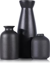 Keramische vazen ​​set van 3 - Perfect voor zwarte vazen, woondecoratie, centerpieces, bloemen, pampa's en meer - Ideaal voor salontafels, bijzettafels, boerderij en moderne decoraties