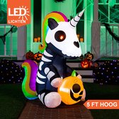 Halloween Opblaasbare Zittende Skelet Eenhoorn - 5 ft - Met LED's - Binnen/Buiten Tuin Decoratie