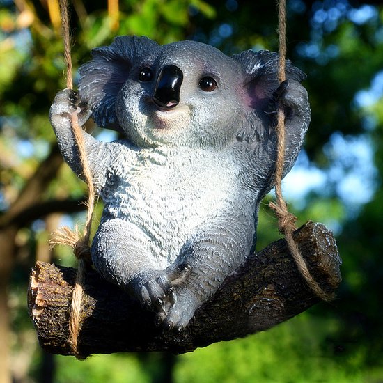 Schattige Schommelende Koala Hars Hanger - Voeg een Australisch Accent Toe aan Je Interieur-grijs 21*12*23cm