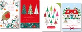 MGPcards - 40 Luxe dubbele wenskaarten - Kerst/Nieuwjaar- Folie - Witte envelop - 10,5 x 16 cm - 4 motieven