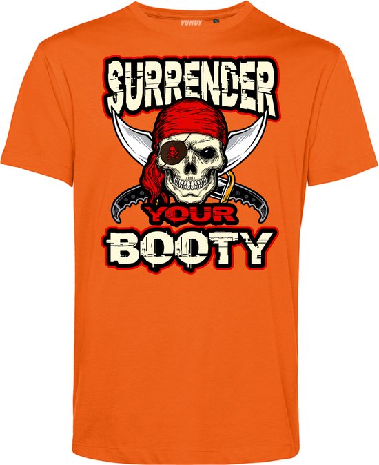 T-shirt Surrender Your Booty | Halloween Kostuum Volwassenen | Halloween | Foute Party | Oranje | maat 4XL