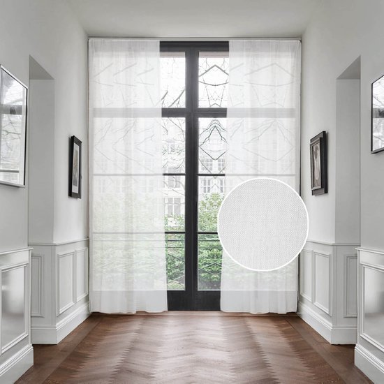Rideau voilage transparent avec ruban plissé - 140x270cm - Blanc - HOOMstyle