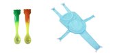 Verstelbare antislip baby bad kussen (Blauw) en 2 baby lepels cadeau - Nieuw model 2023 - Baby bad kussen - Antislip kussen - Geschikt voor ieder baby badje! - Zeer zacht materiaal.