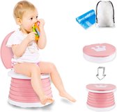 Toiletbril voor kinderen, Indoor Outdoor Travel Potje Baby Training Opklapbare toiletstoel met reistas (Pink)