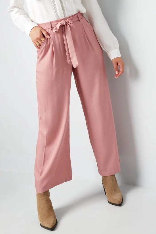 Pantalon détail nœud - plis - élastique - automne - femme - rose - taille M