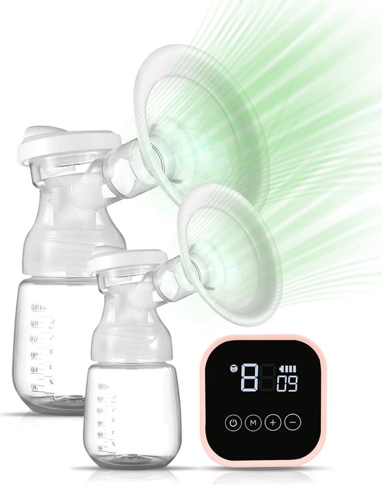  - Mama's Milk – Dubbele Elektrische borstkolf – handsfree borstkolf – Elektrische Borstkolf – Elektrische Kolf – Borstkolf – Roze – 2 Brede Flessen Van 180 ML – Met gratis E-Book
