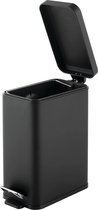 rechthoekige pedaalemmer met een inhoud van 10 L – compacte prullenbak met binnenemmer voor de badkamer, keuken of kantoor – moderne vuilnisbak van metaal en kunststof – zwart