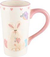 Dekoratief | Mok m/bunny, wit/roze, dolomiet, 15x9x16cm | A230553